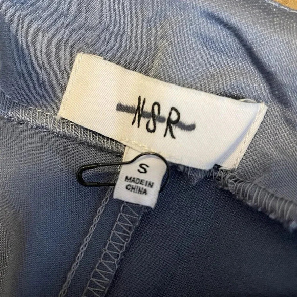 Shimmery NSR Pants Women's Size Small SILK SATIN Wide Leg HIGH-RISE PLEATED Blue - Picture 7 of 11